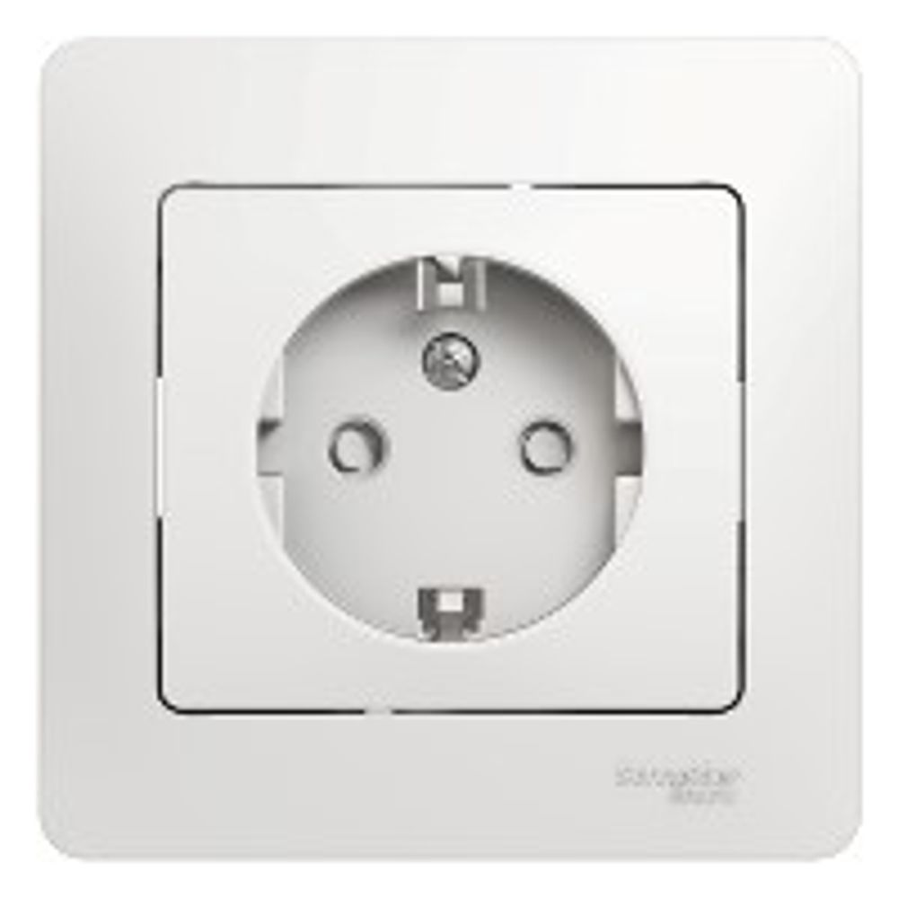 Schneider Electric Glossa Белый Розетка с заземляющими контактами со шторками, в сборе с рамкой IP20 скрытая установка GSL000144