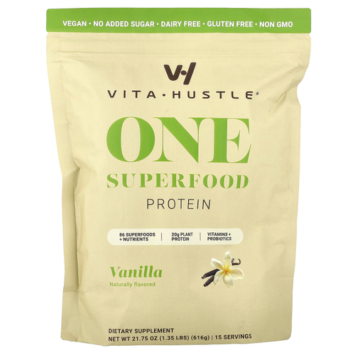 VitaHustle, One Superfood Protein, ванильный вкус, 616 г (1,35 фунта)