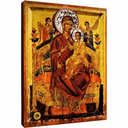 Всецарица. Икона Божией Матери на дереве с мощевиком.