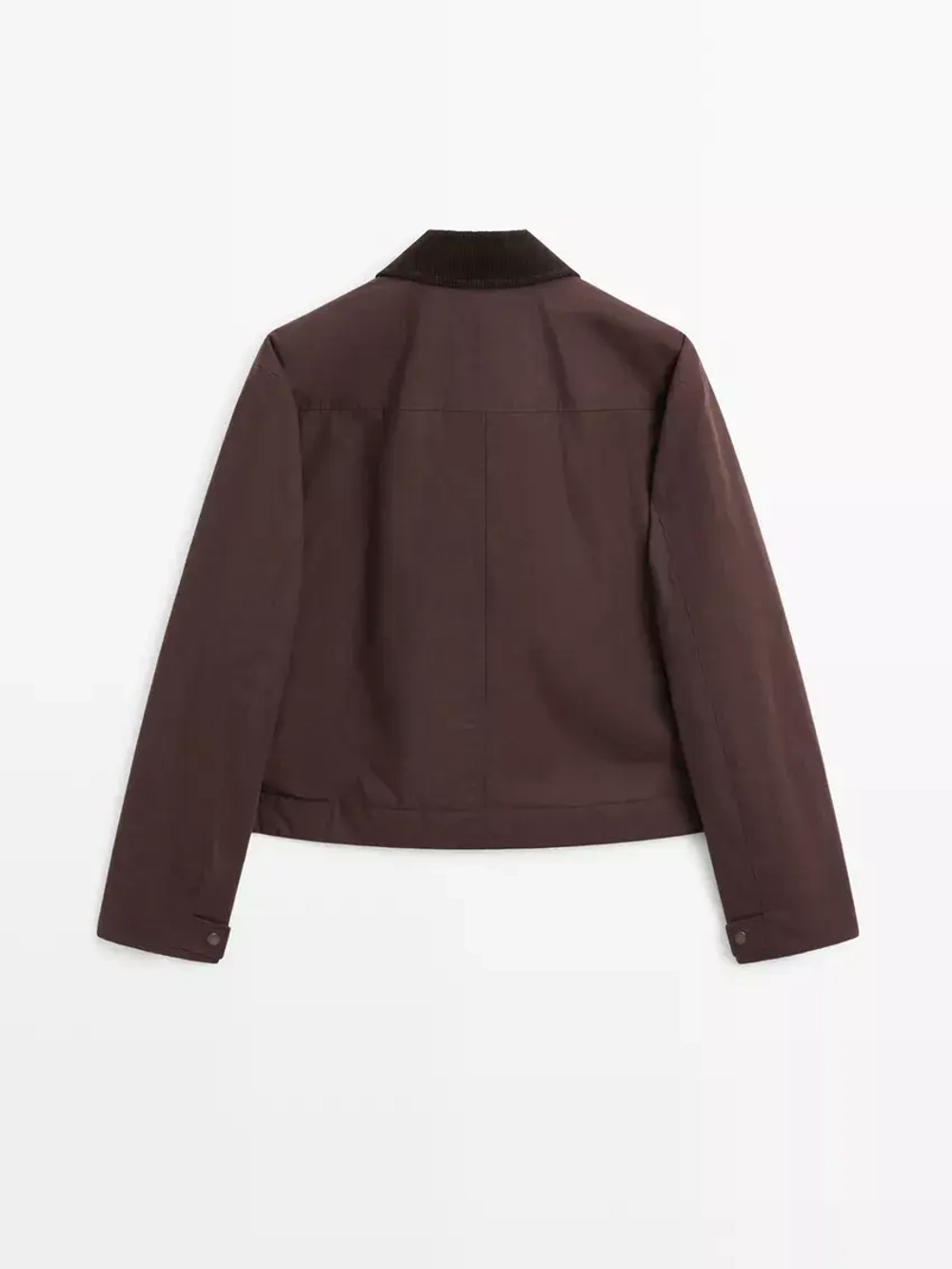 Massimo Dutti Короткая куртка с вельветовым воротником, бургунди