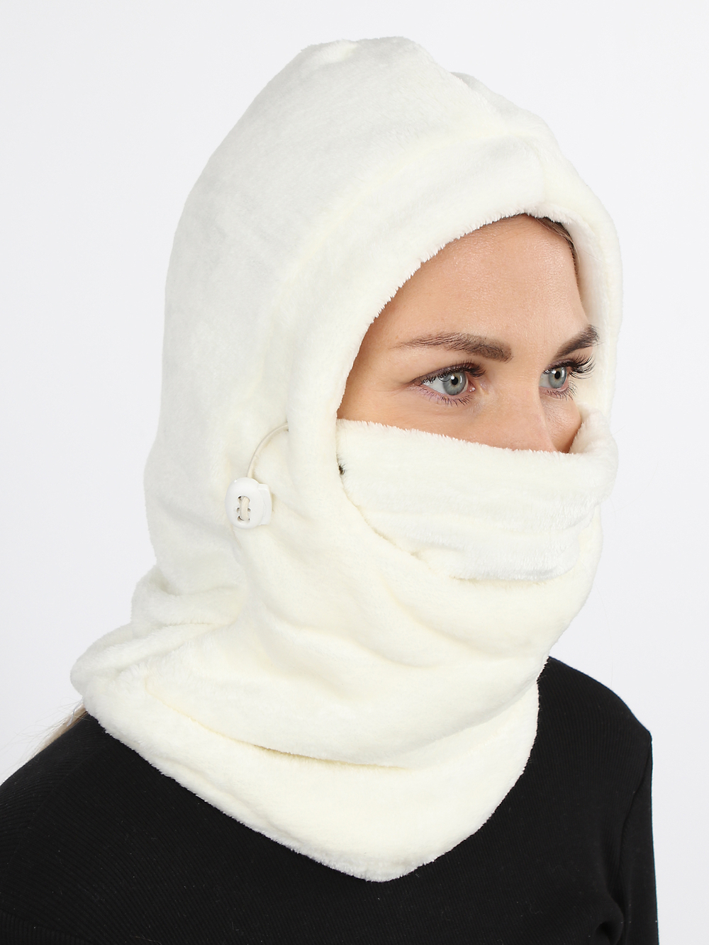 Женская шлем- балаклава велсофт "PRIVAL" цвет слоновой кости