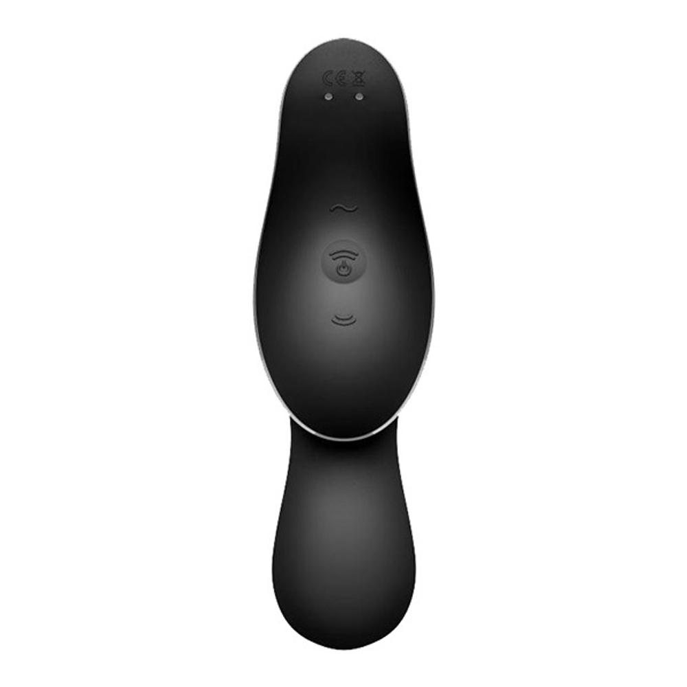 Черный вибромассажер с вакуумной стимуляцией 17,4см Satisfyer Curvy Trinity 2