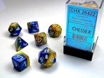 Chessex 7-dice set Gemini Blue-Gold/White Polyhedral