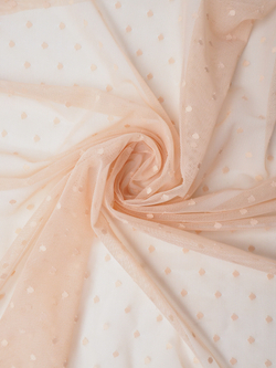 Сетка эластичная бежевая по Лауме в горошек 5 мм отрезом 75х50 см