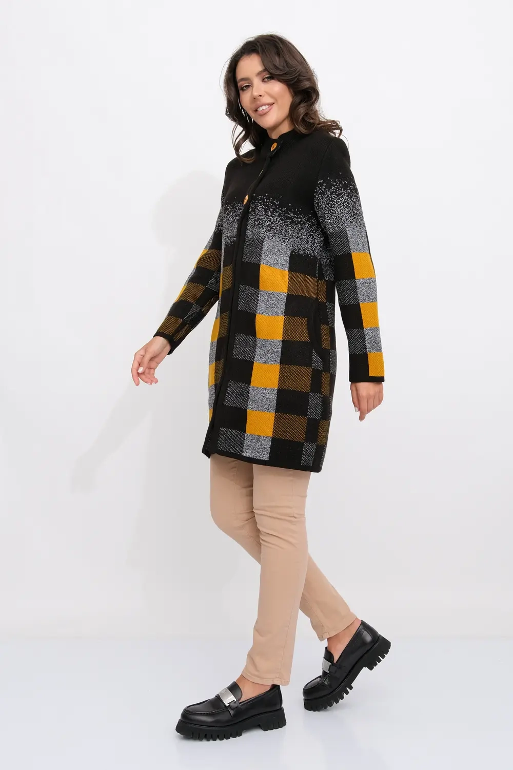 Кардиган К 675 ст/горчичный микс