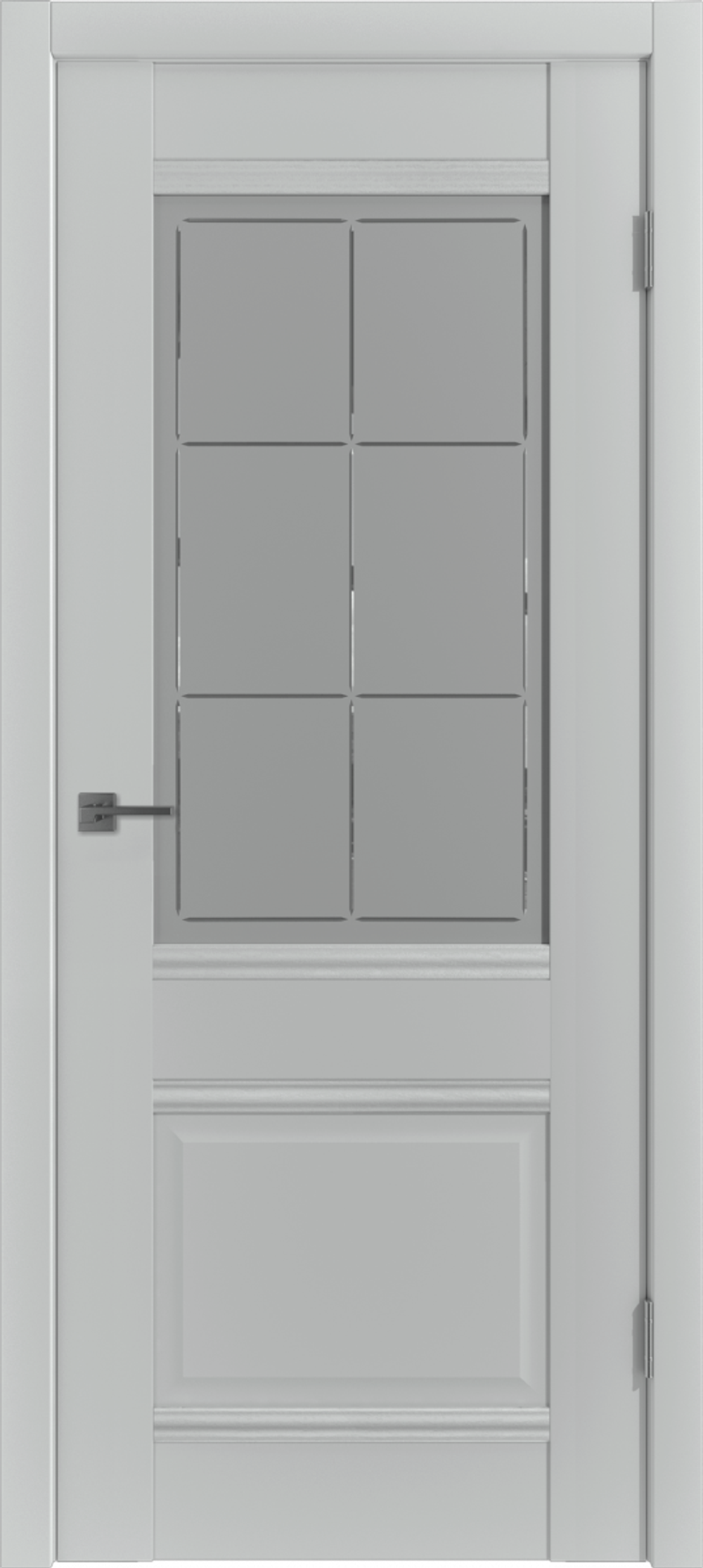 Межкомнатная дверь VFD (ВФД) EC2 ДО-стекло сатинат Emalex Steel (светло-серый матовый, без текстуры)