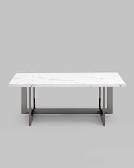 Журнальный столик Нэйтан 122*61 белый мрамор сталь темный хром