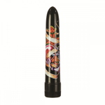 Чёрный вибратор с принтом Inked Vibes - 16,5 см.