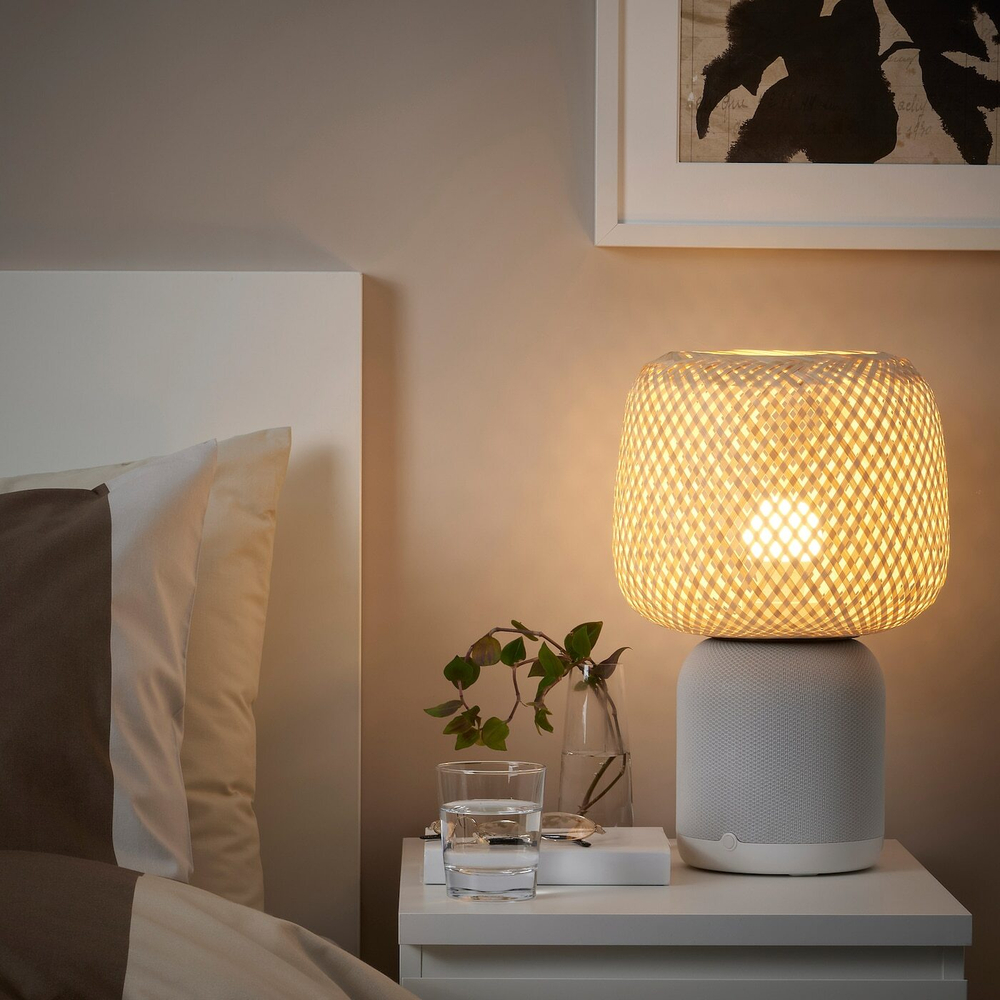 IKEA SYMFONISK  (ИКЕА СЙМФОНИСК)  -  Абажур для подламповой лампы с громкоговорителем, бамбук