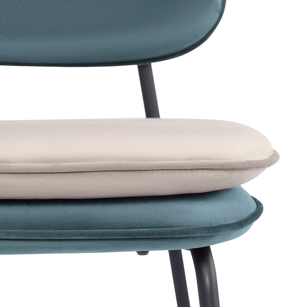 Стул полубарный Bergenson Bjorn Pea, велюр, сине-зеленый/бежевый