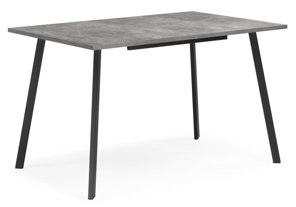 Стол деревянный Woodville Кортни 117 (157) x 77 бетон светлый, черный матовый, ножки черные