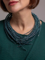 Колье "лапы" венецианское стекло бисерной огранки, цвет сине-зеленый