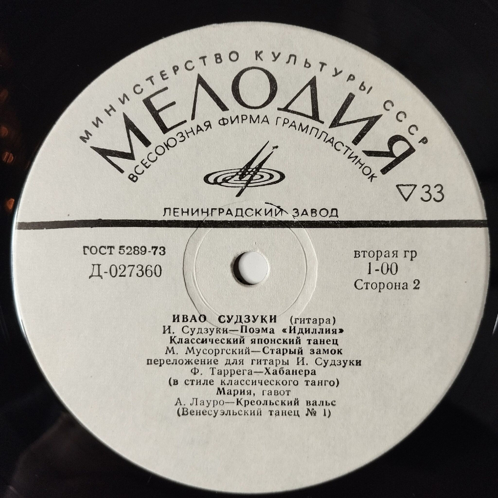 Винтажная виниловая пластинка LP Ивао Судзуки Классическая Гитара (СССР 1979)