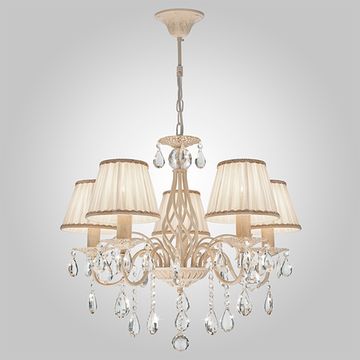 Люстра хрустальная 10054/5 белый с золотом/прозрачный хрусталь Strotskis Amelia Eurosvet