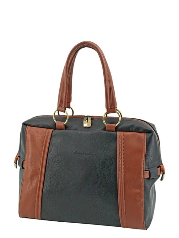 Сумка деловая, отдел на молнии, цвет черный/коричневый 26х24х15см