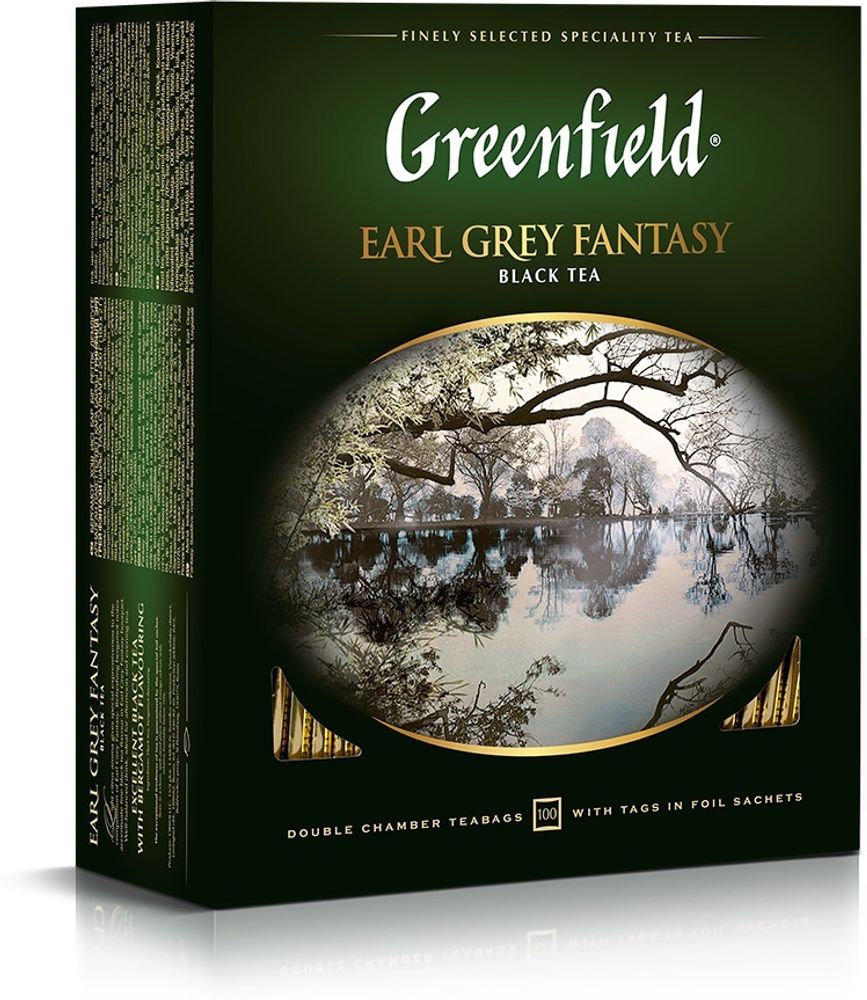 Чай черный Greenfield, Earl Grey Fantasy с бергамотом, 100 пак