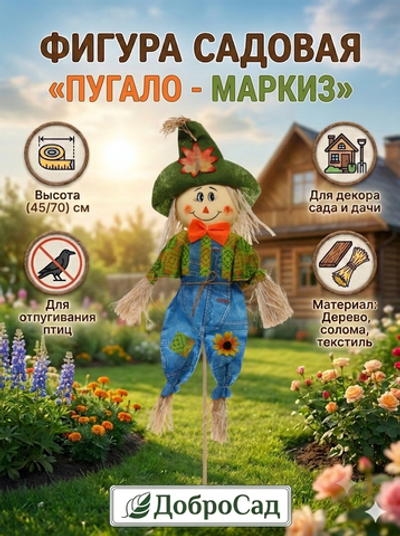 Фигура садовая «Пугало - Маркиз» 45 (70) см ДоброСад
