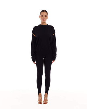 Свитер Grigio (Гриджо) с разрезом черный