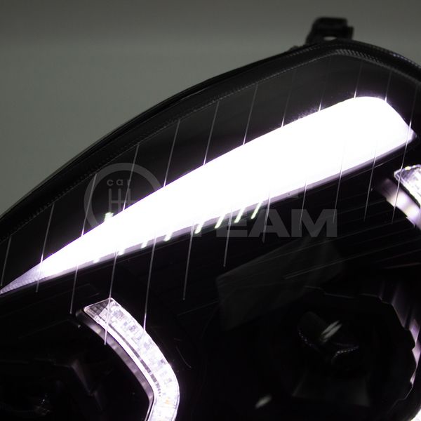 Фары Лада Приора передние в стиле BMW с 4-мя Bi LED модулями и плавающими поворотниками, черная маска (Китай)