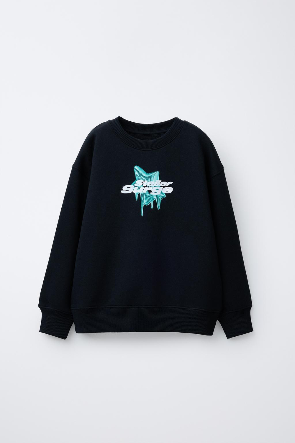 ZARA ТОЛСТОВКА С ПРИНТОМ «ЗВЕЗДА», ЧЕРНЫЙ