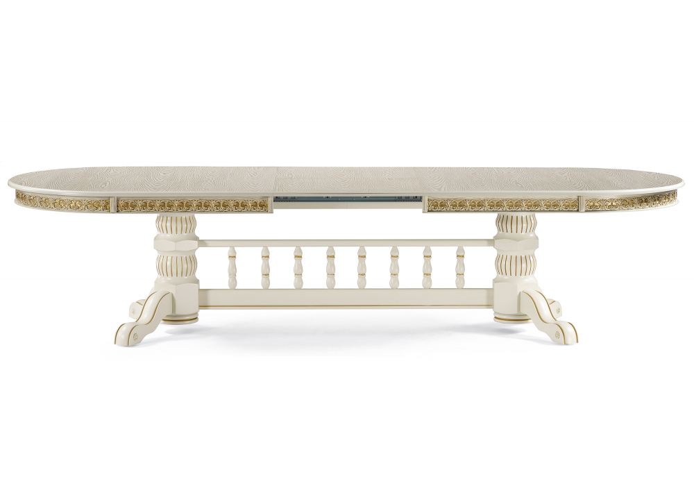 Стол деревянный Woodville Кассиль крем, золотая патина