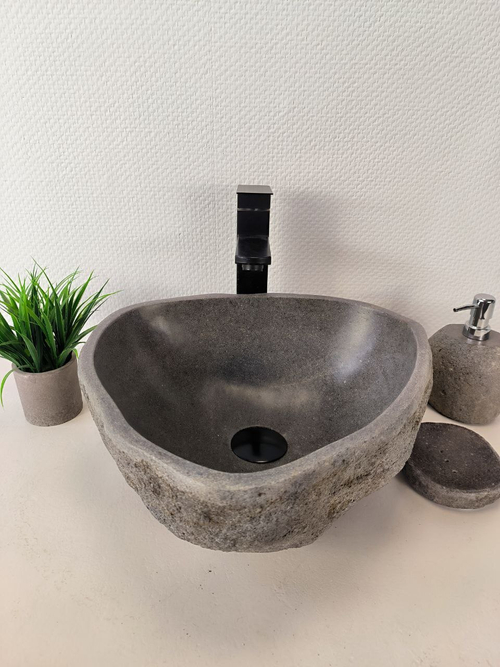 Раковина из речного камня RS-65991 39х36х16 из натурального камня