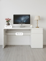 Стол компьютерный, 140х65х73, Марм, письменный с ящиком и дверью, белый с кабель-менеджментом, Dipriz