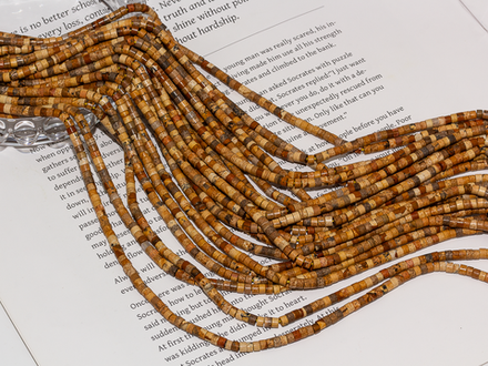 Нить бусин из песочной яшмы 3,3мм ("таблетка")