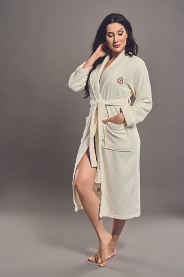 7255 Халат женский Nusa Bukle 2XL кремовый с воротником
