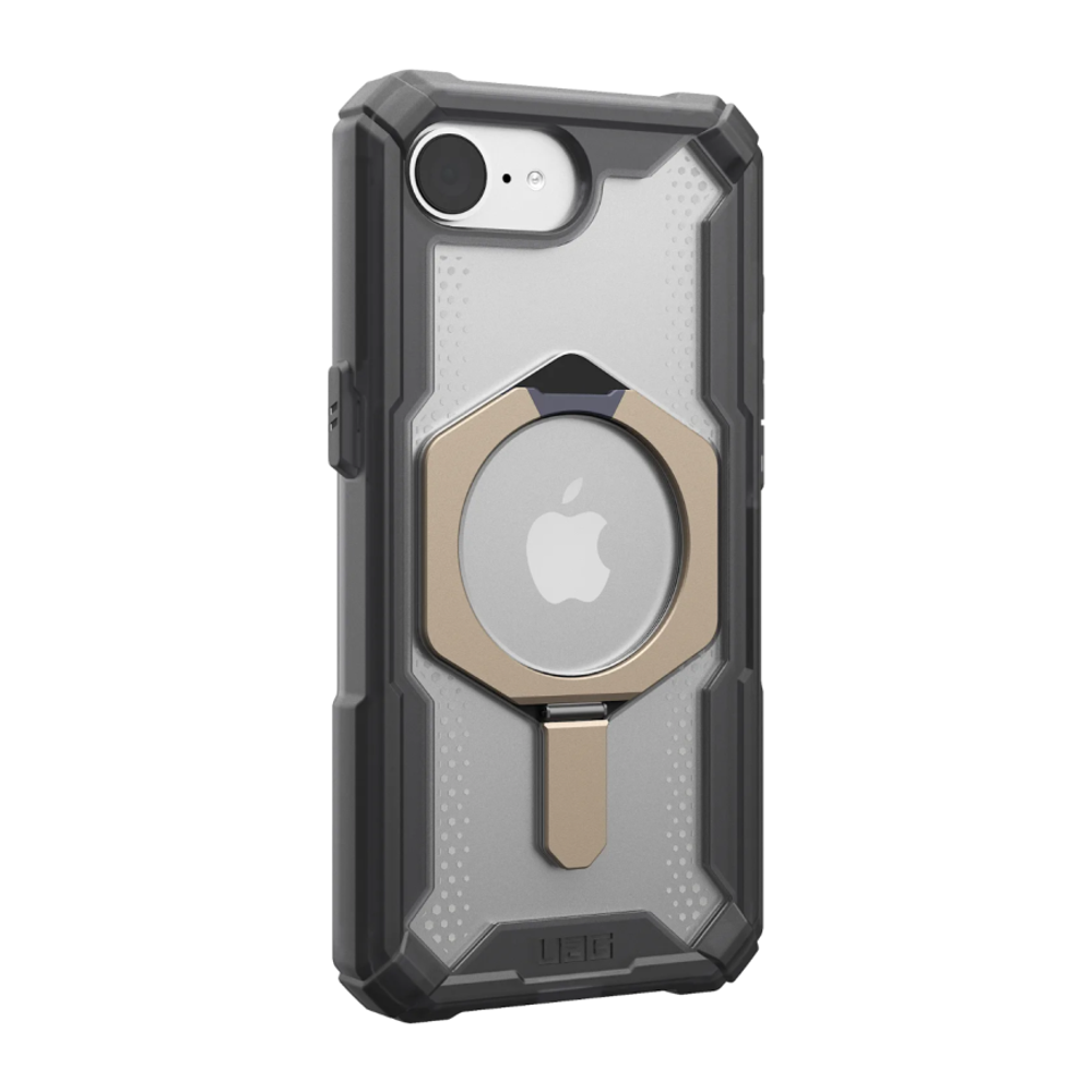 Защитный прозрачный чехол MagSafe с подставкой UAG Plasma XTE для iPhone 16e и 17e Полупрозрачный композитный гибридный чехол со встроенной подставкой и высоким уровнем защиты при падении