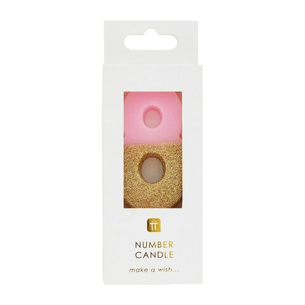 Восковая свеча цифра "8" (розовая с глиттером)