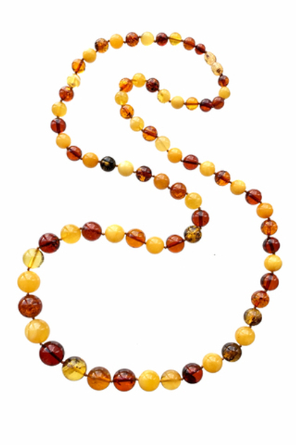 бусы из янтарных шаров разного цвета