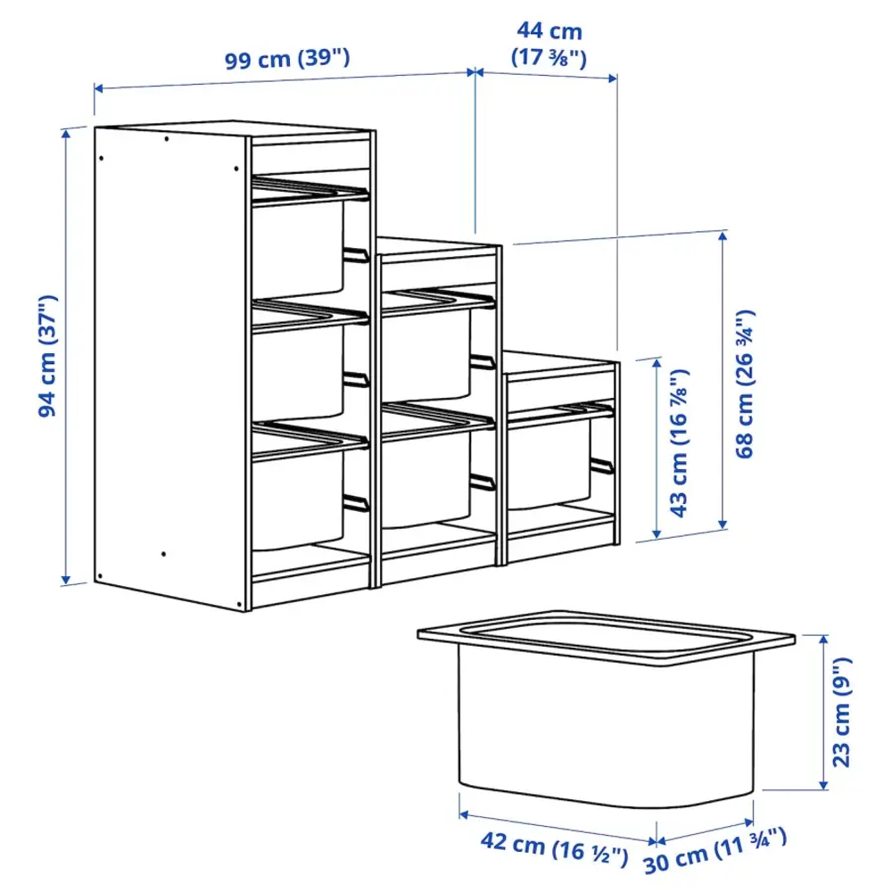 Стеллаж - IKEA TROFAST, 99х44х94 см, белый/серо-голубой, ТРУФАСТ ИКЕА