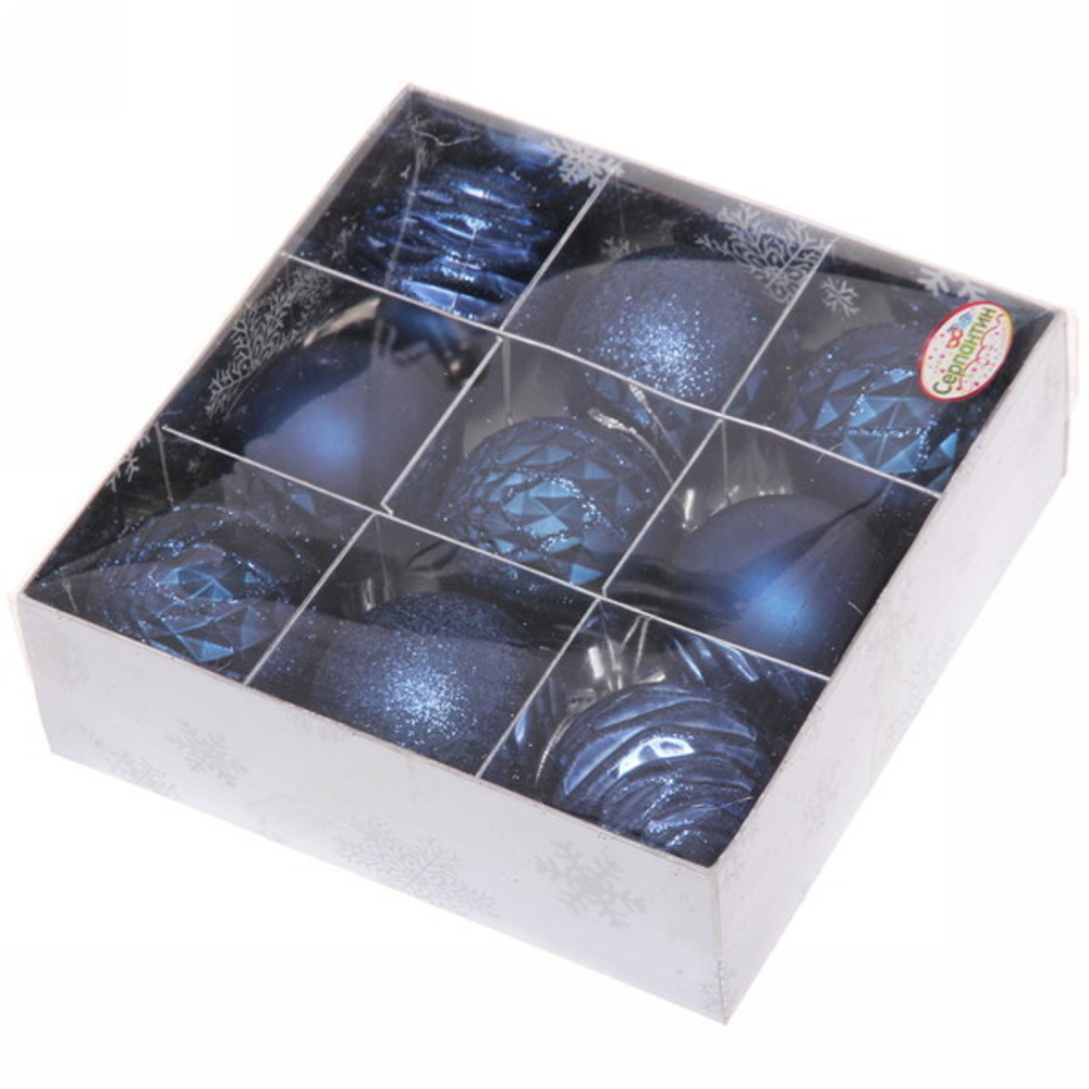 Набор шаров «Diamond shine» 6 см (9 предметов), сапфир