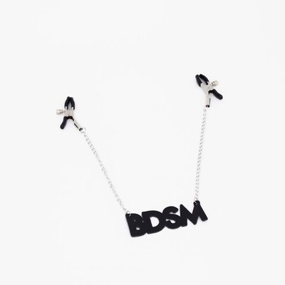 Зажимы на соски с кожаной подвеской BDSM