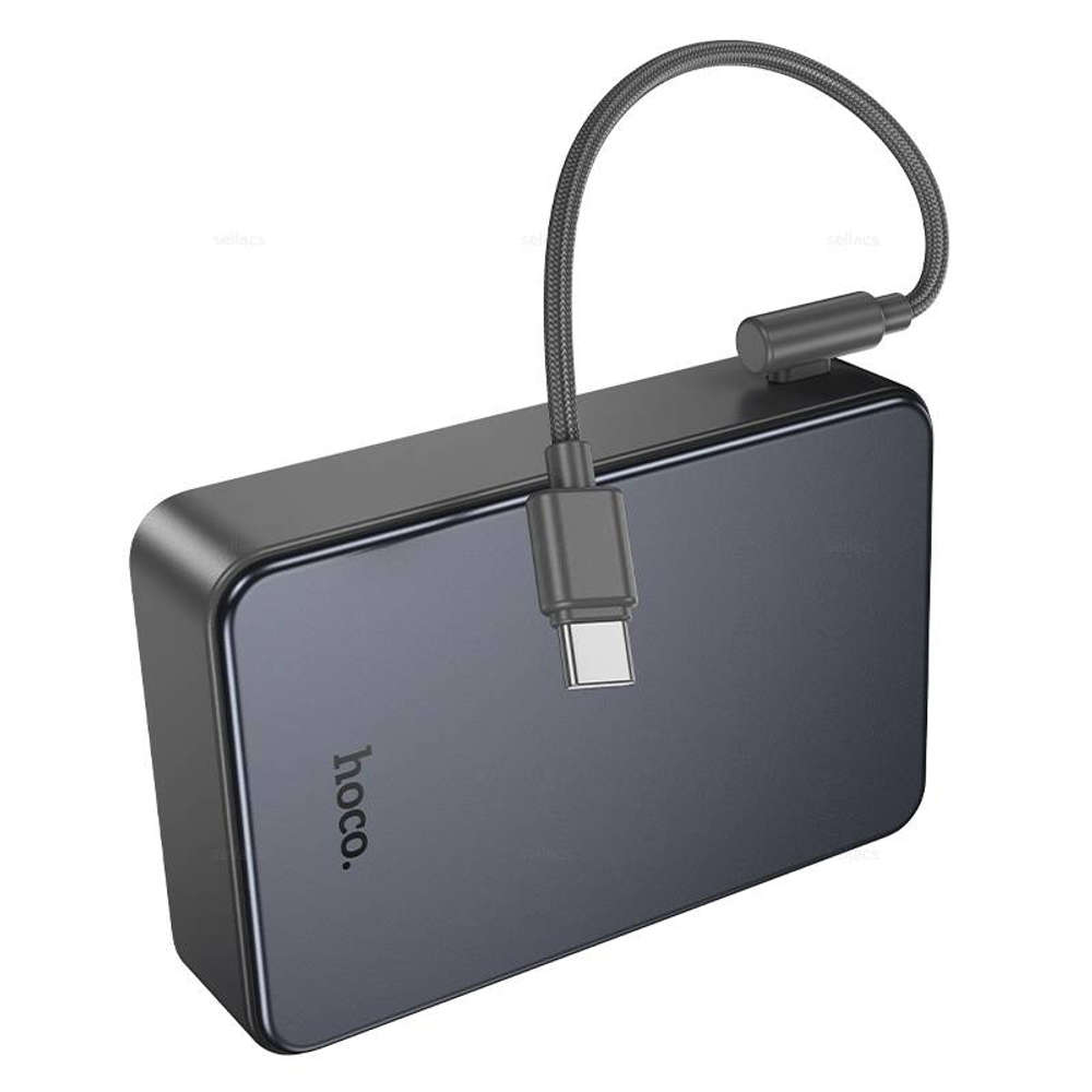 Hoco J170A Starlight 22.5W+PD20W универсальный портативный аккумулятор с кабелем (20000mAh) (metal grey)