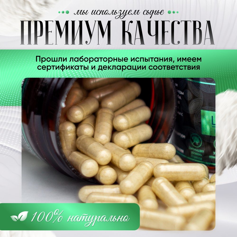 Ежовик гребенчатый, ежевик lions mane, капсулы 120 шт.