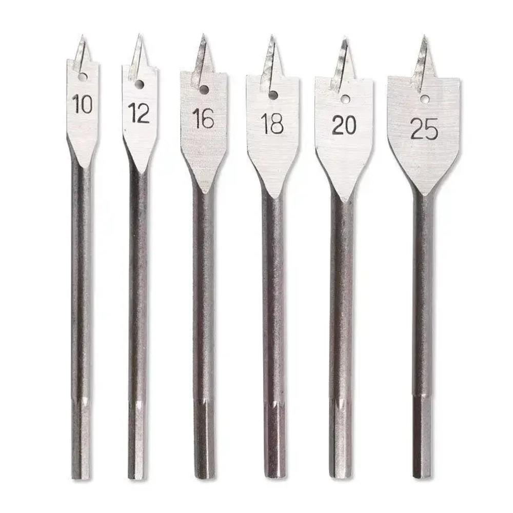 Сверла по дереву, набор перьевых сверл, перо по дереву, 6 шт, 10-25 мм