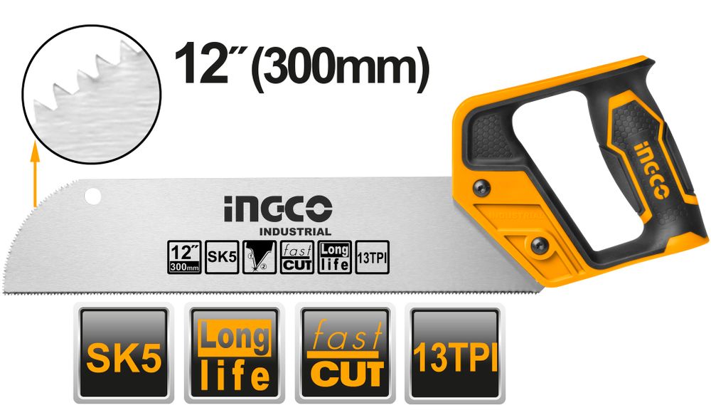 Пила по дереву обушковая 300 мм INGCO HMBSB3028 INDUSTRIAL