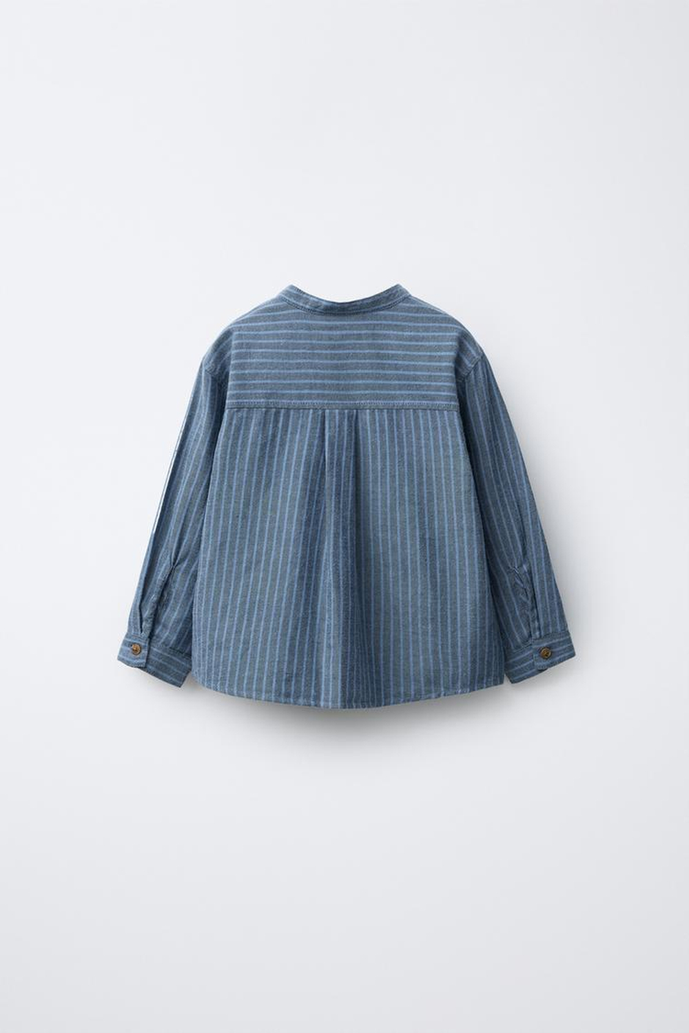 ZARA РУБАШКА В ПОЛОСКУ С ВОРОТНИКОМ-СТОЙКОЙ, СИНИЙ