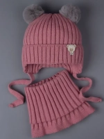 Шапка для девочки зимняя вязаная и снуд