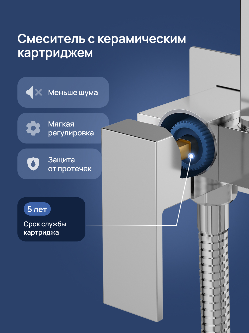 Гигиенический душ STWORKI Эстерсунд S35150CR со смесителем, С ВНУТРЕННЕЙ ЧАСТЬЮ, хром