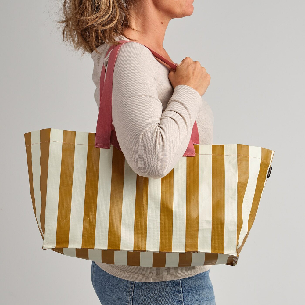 Сумка IKEA SACKKARRA (САККАРРА), Бело-желтый, 18x45x28 см, 22 л