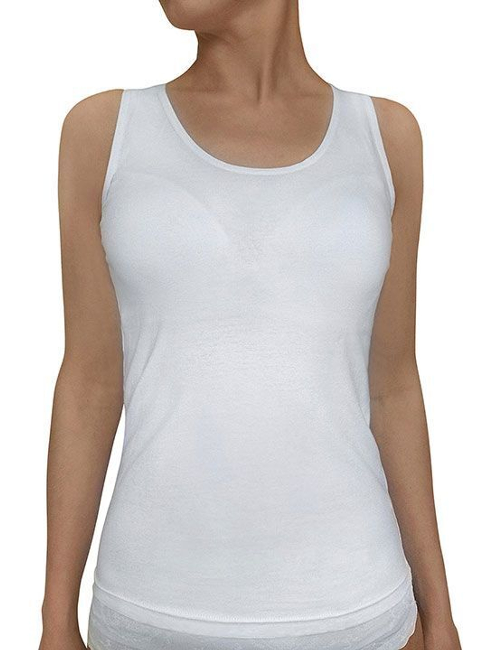 Женская майка на широких бретелях из эко-хлопка (Размер: XXL) (Цвет: черный)