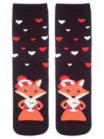 Махровые женские носки Лапландия с лисичками (Размер: 23) (Цвет: бордовый)