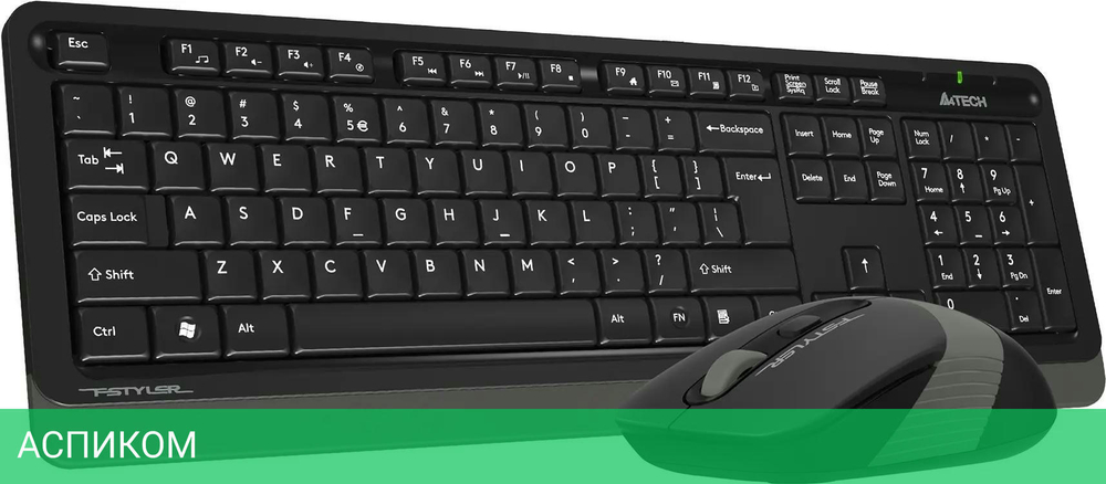 Набор периферии A4Tech Fstyler FG1010 Grey черный/серый