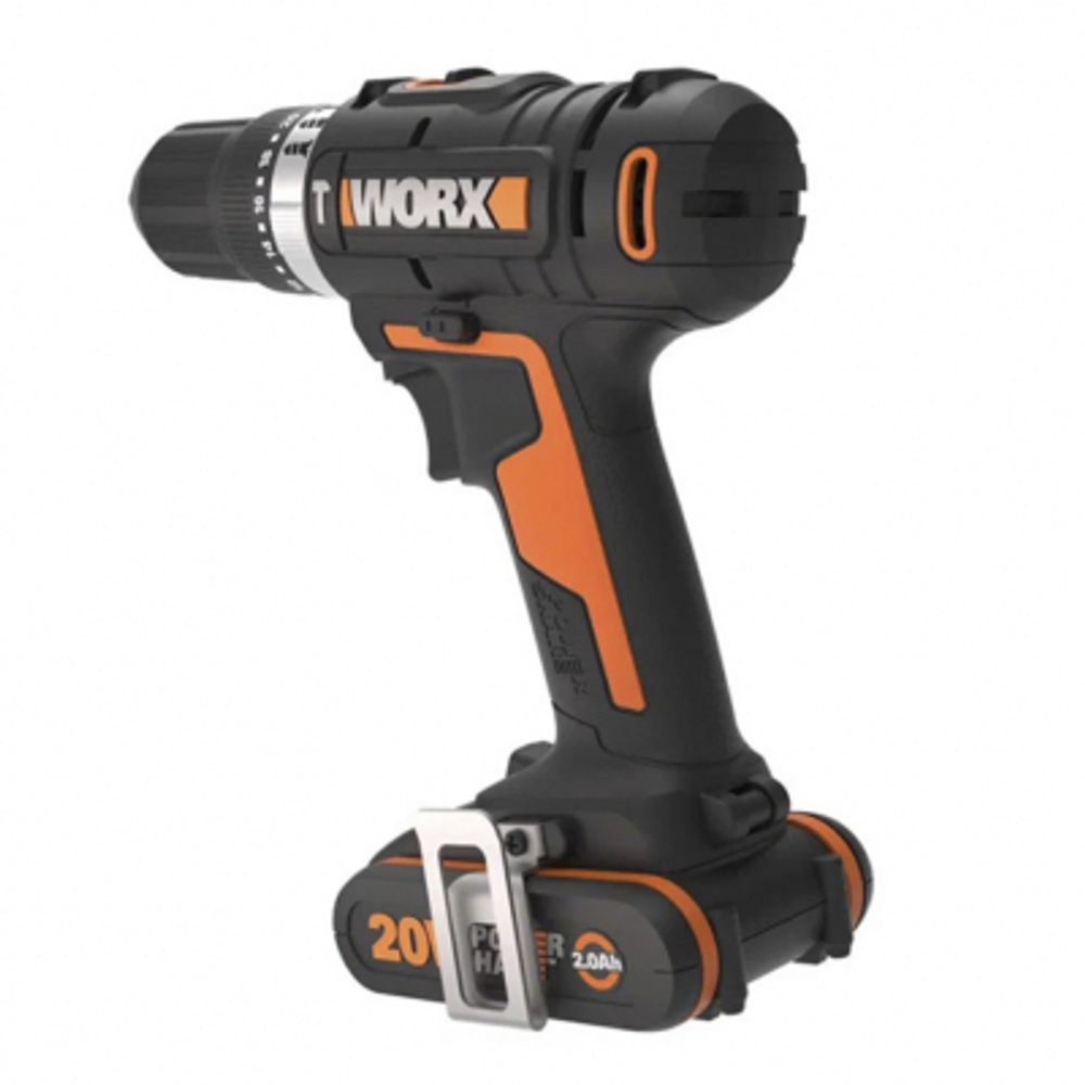 Дрель-шуруповерт ударная аккумуляторная WORX WX370, 50Нм, 20В, 2Ач x1, ЗУ 2А, кейс
