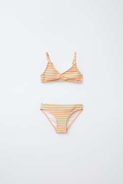 ZARA КОМПЛЕКТ БИКИНИ В РАЗНОЦВЕТНУЮ ПОЛОСКУ, РАЗНОЦВЕТНЫЙ