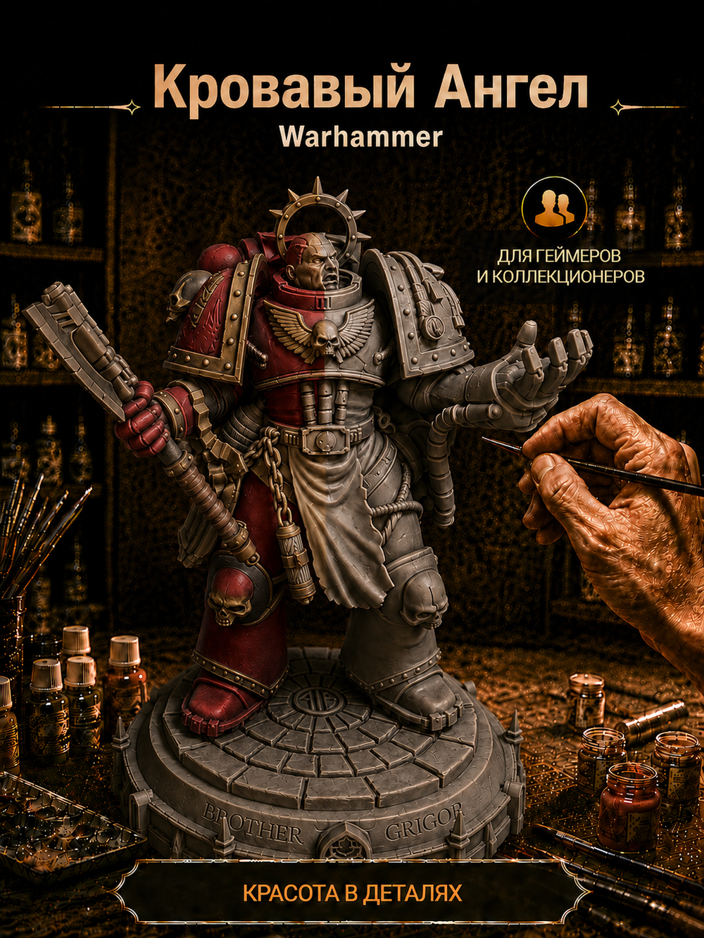 Фигурка коллекционная, Warhammer 40 000, Кровавый Ангел (англ. Blood Angels), высота 17 см