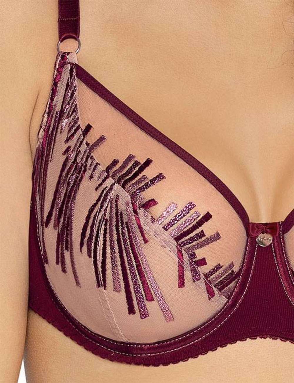 Бюстгальтер с мягкой чашечкой и эффектной вышивкой (Размер: 80H) (Цвет: телесный)